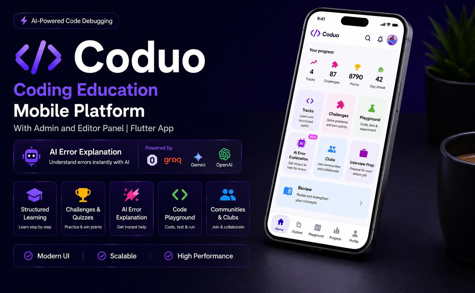 Coduo | Coding Education Flutter App with Admin Panel